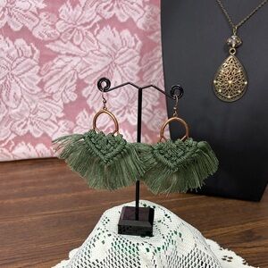 Chic Olive Fringe Earrings​